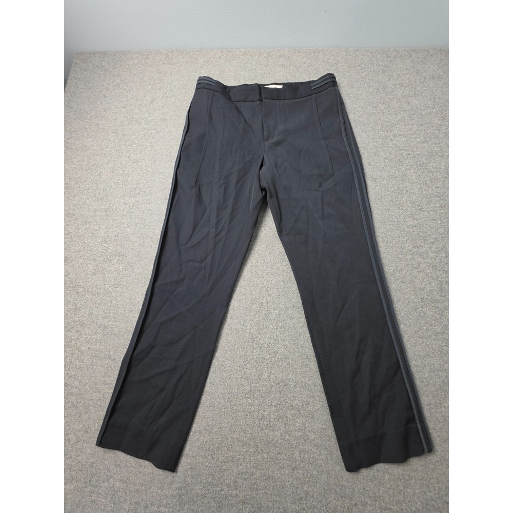 Marni Trouser Pants Men 40 Black Side Stripe Virgin Wool Flat Front Straight Leg